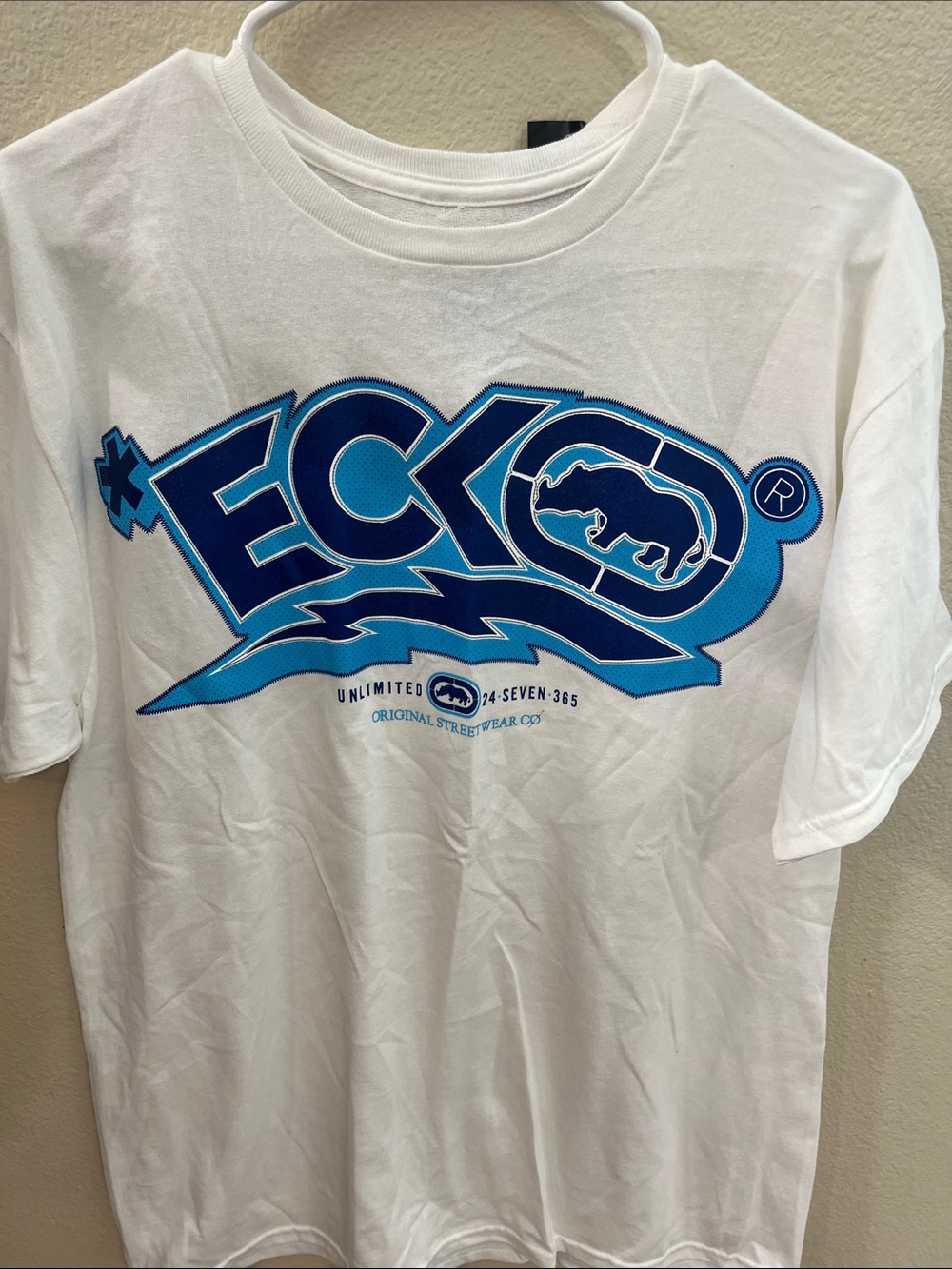 Ecko Unlimited White Tee with Blue Graphic Logo